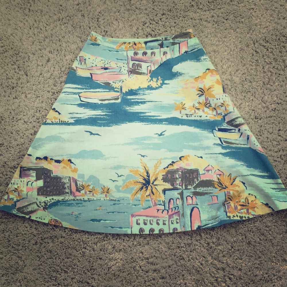 Boden French Riviera scene a-line skirt, 6L